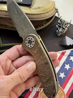 Curtiss Knives F3 ONE OF THE KIND PIECE Gold/Brass Titanium, Thick Damasteel