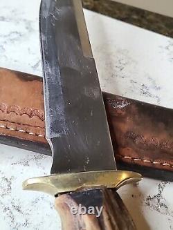 Custom Alaskan Handmade Large Bowie Stag Fighting Hunting Knife One of a Kind
