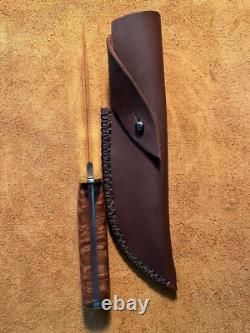 Custom Handmade Fixed Blade Hunting Knife With Sheath USA One of a Kind