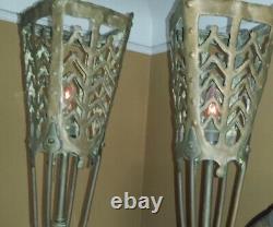 Custom One Of A Kind Pair Vintage Brass Torchiere Floor Lamps LOCAL Pick Up