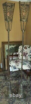 Custom One Of A Kind Pair Vintage Brass Torchiere Floor Lamps LOCAL Pick Up