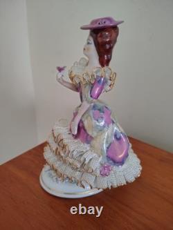 Czech Republic Bohemia Lady Figurine, Hand-Made One of a Kind, Metallic Finish