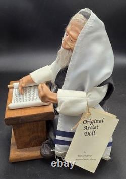 DEBBIE McINTYRE Artist Doll Handmade Jewish Rabbi With Tallit & Scroll 11h