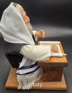 DEBBIE McINTYRE Artist Doll Handmade Jewish Rabbi With Tallit & Scroll 11h