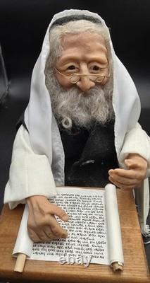 DEBBIE McINTYRE Artist Doll Handmade Jewish Rabbi With Tallit & Scroll 11h