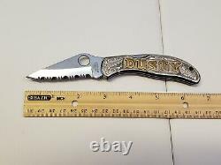 DUSTY JOHNSON'S Spyderco Knife CUSTOM Stainless Hand Engraved ONE OF A KIND