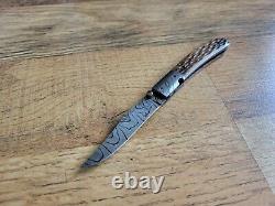 D. B. FRALEY hand made folding knife damascus one of a kind