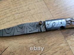 D. B. FRALEY hand made folding knife damascus one of a kind