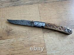 D. B. FRALEY hand made folding knife damascus one of a kind