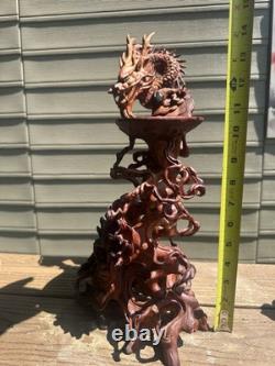 Dragon Hand Carved Wood Stand One Of A Kinds Collection