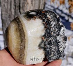 Dramatic One-Of-Kind, Calcite Crystal Skull, 2lb 4oz Calcite Display Skull