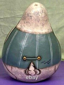 EASTER BUNNY GOURD, ONE-OF-A-KIND, HAND PAINTED & signed by artist, 1996