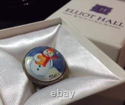 Elliot Hall Enamels One Of A Kind Snowman Bell Charm Ornament By S. Shelby
