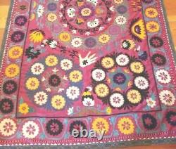 Embroidery Textile Vintage Wall Hanging, Bedspread Throw Blanket, One of a Kind