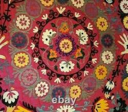 Embroidery Textile Vintage Wall Hanging, Bedspread Throw Blanket, One of a Kind