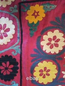 Embroidery Textile Vintage Wall Hanging, Bedspread Throw Blanket, One of a Kind