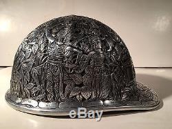 Engraved Tooled One of a Kind Silver Hard Hat Yogyakarta Indonesia Noor Raharjo