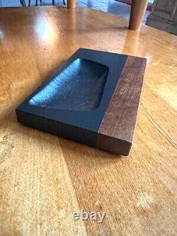 Evans Inspired Midcentury Modern One Of Kind Slate Rosewood Dish Tray Vide Poche