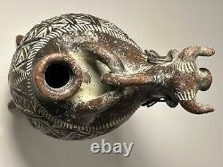 Exquisite Peruvian Clay Sacred Bull Water Vessel Remarkably Rare One Of A Kind
