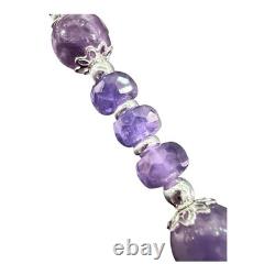 Faceted 8mm Amethyst WithSterling Silver 5 Decade Rosary One-of-A-Kind Handmade