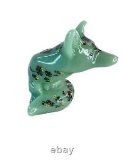 Fenton USA One of a Kind (OOAK) Jadeite Fox by TJ Mendenhall 2024