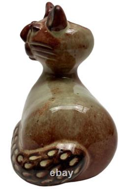 Folk Art Pottery Cat Vase Rare Unique One of a Kind with Makers Mark