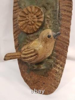 Franz Kriwanek Art Pottery One Of A Kind Bird, Pond And Lily Pads Signed 1970's