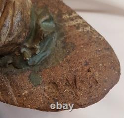 Franz Kriwanek Art Pottery One Of A Kind Bird, Pond And Lily Pads Signed 1970's