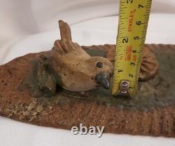 Franz Kriwanek Art Pottery One Of A Kind Bird, Pond And Lily Pads Signed 1970's