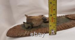Franz Kriwanek Art Pottery One Of A Kind Bird, Pond And Lily Pads Signed 1970's