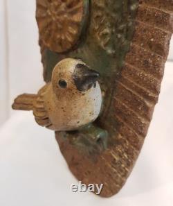 Franz Kriwanek Art Pottery One Of A Kind Bird, Pond And Lily Pads Signed 1970's