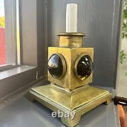 French Table Lamp 1950s Postmodern Electrified Nautical Brass Candlestick OOAK