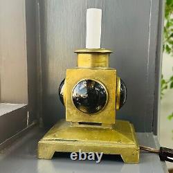 French Table Lamp 1950s Postmodern Electrified Nautical Brass Candlestick OOAK