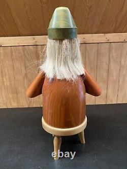 GERMAN SMOKING MAN WOODEN TOYMAKER. XL HEAVY COLLECTIBLE One Of A Kind