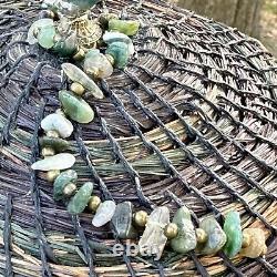 Gemstone- Themed Handcrafted One-of-a-kind Pine Needle Basket