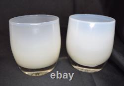 Glassybaby White Hand Blown Votive Candle Holder Set Kindness and Hugs