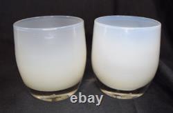 Glassybaby White Hand Blown Votive Candle Holder Set Kindness and Hugs