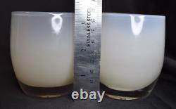 Glassybaby White Hand Blown Votive Candle Holder Set Kindness and Hugs