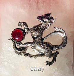 Griffin 925 Art Pendant one of a kind holds a Garnet Collectible Original by JKL