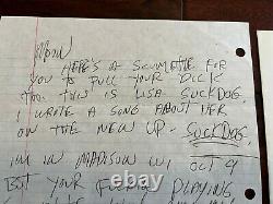 HISTORIC, ONE OF A KIND GG ALLIN HANDWRITTEN LETTER 10/15/86 WithENV PLS OFFER