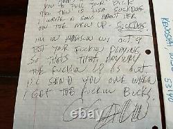 HISTORIC, ONE OF A KIND GG ALLIN HANDWRITTEN LETTER 10/15/86 WithENV PLS OFFER