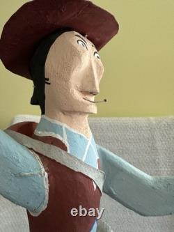 Hand Carved And Crafted One of A Kind Folklore Wood Cowboy On Rocking Horse