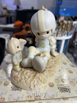 Hand Painted Football Precious Moment One of A Kind Figurine with Box Lions