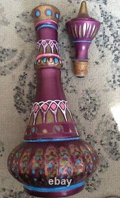 Hand Painted Genie Bottle One Of A Kind Magenta Colored Bottle Ships Fast