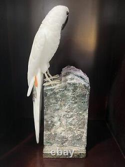 Hand carved one of kind Stone Cockatoo Parrot