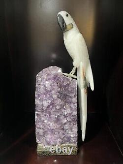 Hand carved one of kind Stone Cockatoo Parrot