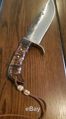 Hand forged bowie knifeCustom DesignHandmade Leather SheathOne Of A Kind