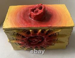 Handmade Ceramic OM Symbol Prayer Box OOAK One Of A Kind Hindu Buddhist Unique