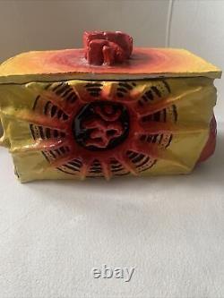 Handmade Ceramic OM Symbol Prayer Box OOAK One Of A Kind Hindu Buddhist Unique