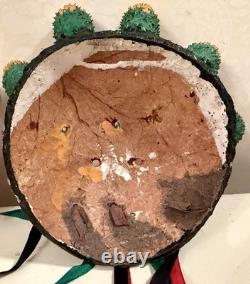 Handmade Coconut Shell Folk Art Sun & Moon Wall Sculptures One-of-a-Kind Pair